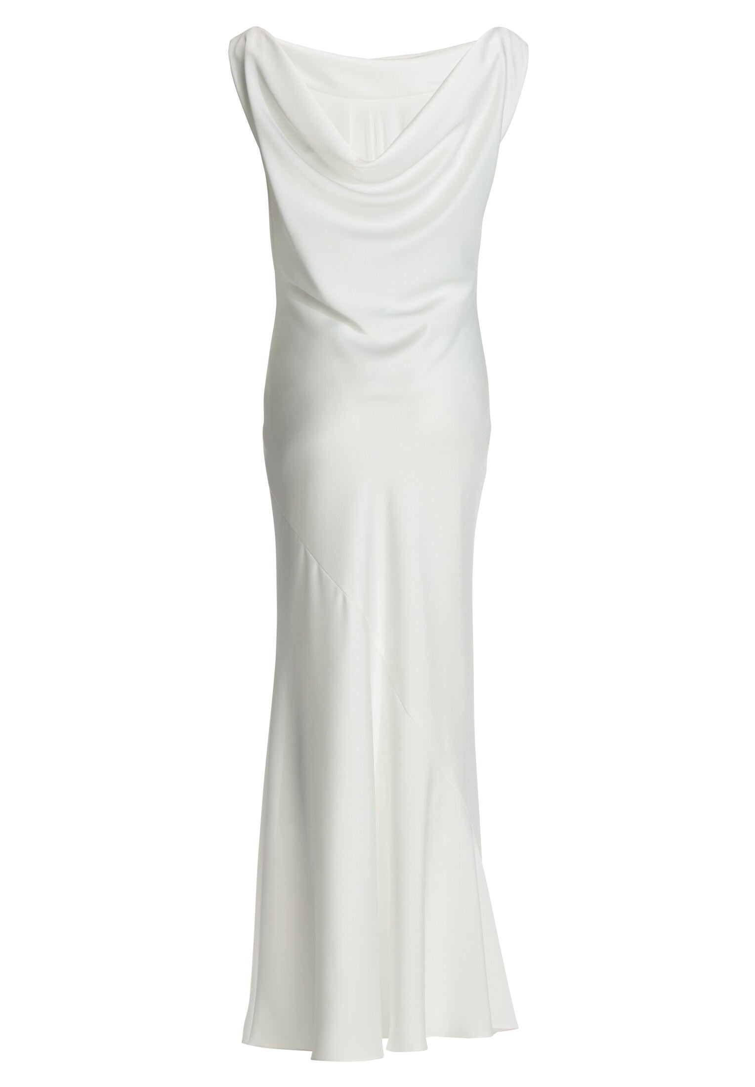 Abendkleid aus Satin mit Wasserfall Ausschnitt