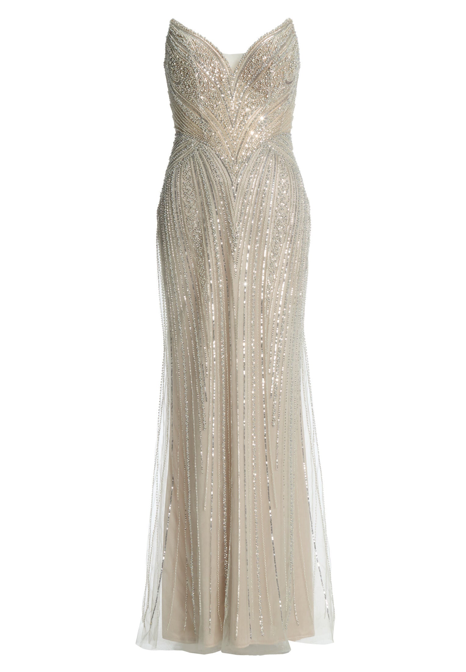 Abendkleid mit All-Over Stickerei