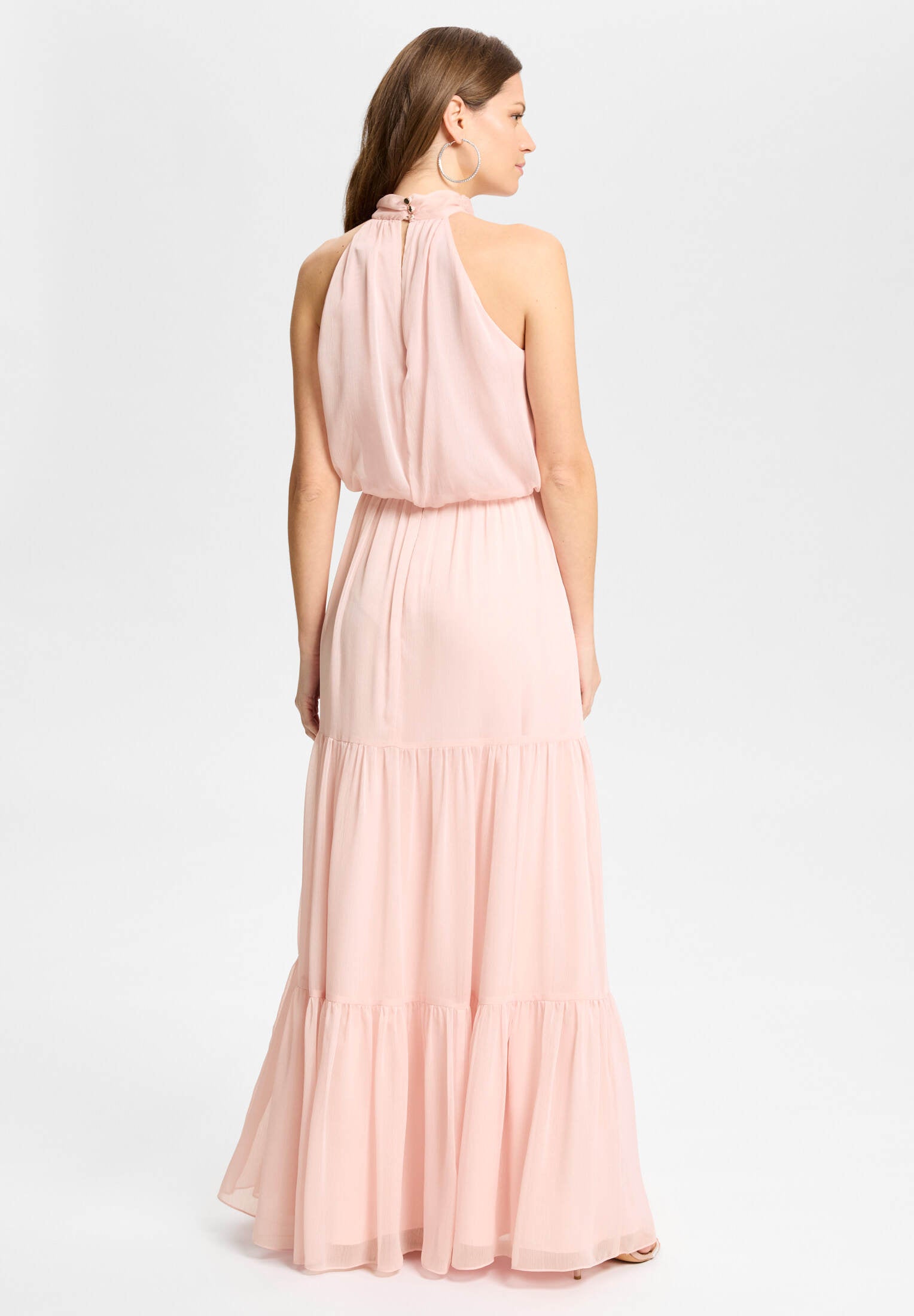Abendkleid aus Crinkle Chiffon mit Stufenrock