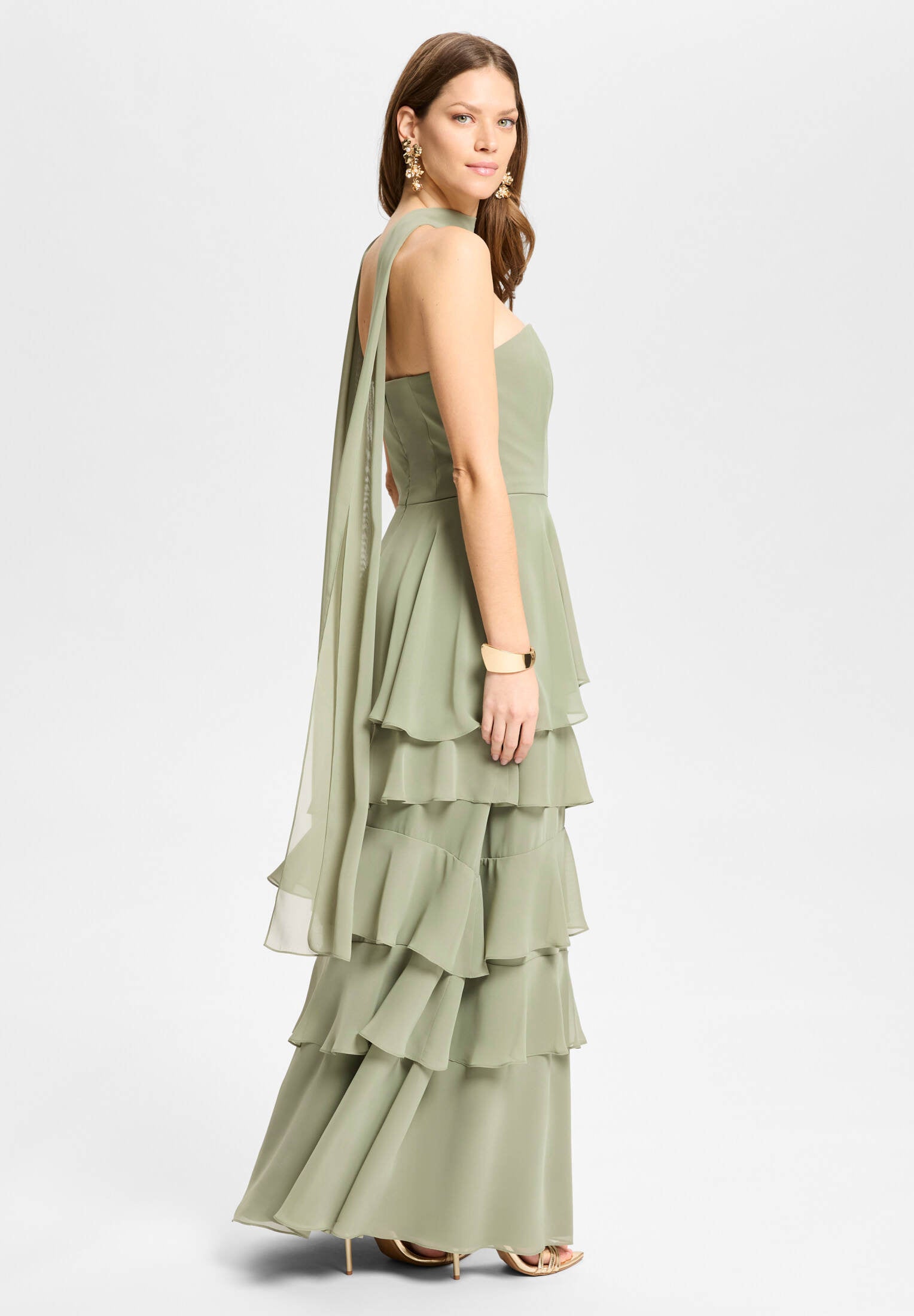 Abendkleid aus Chiffon mit Volants