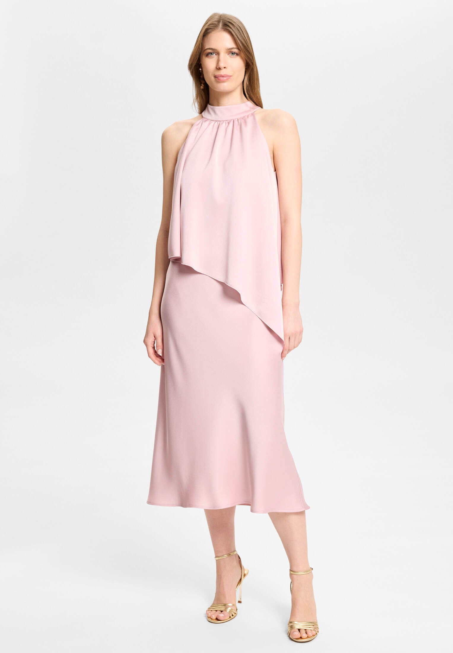 Cocktailkleid aus Satin mit amerikanischer Schulter soft pink