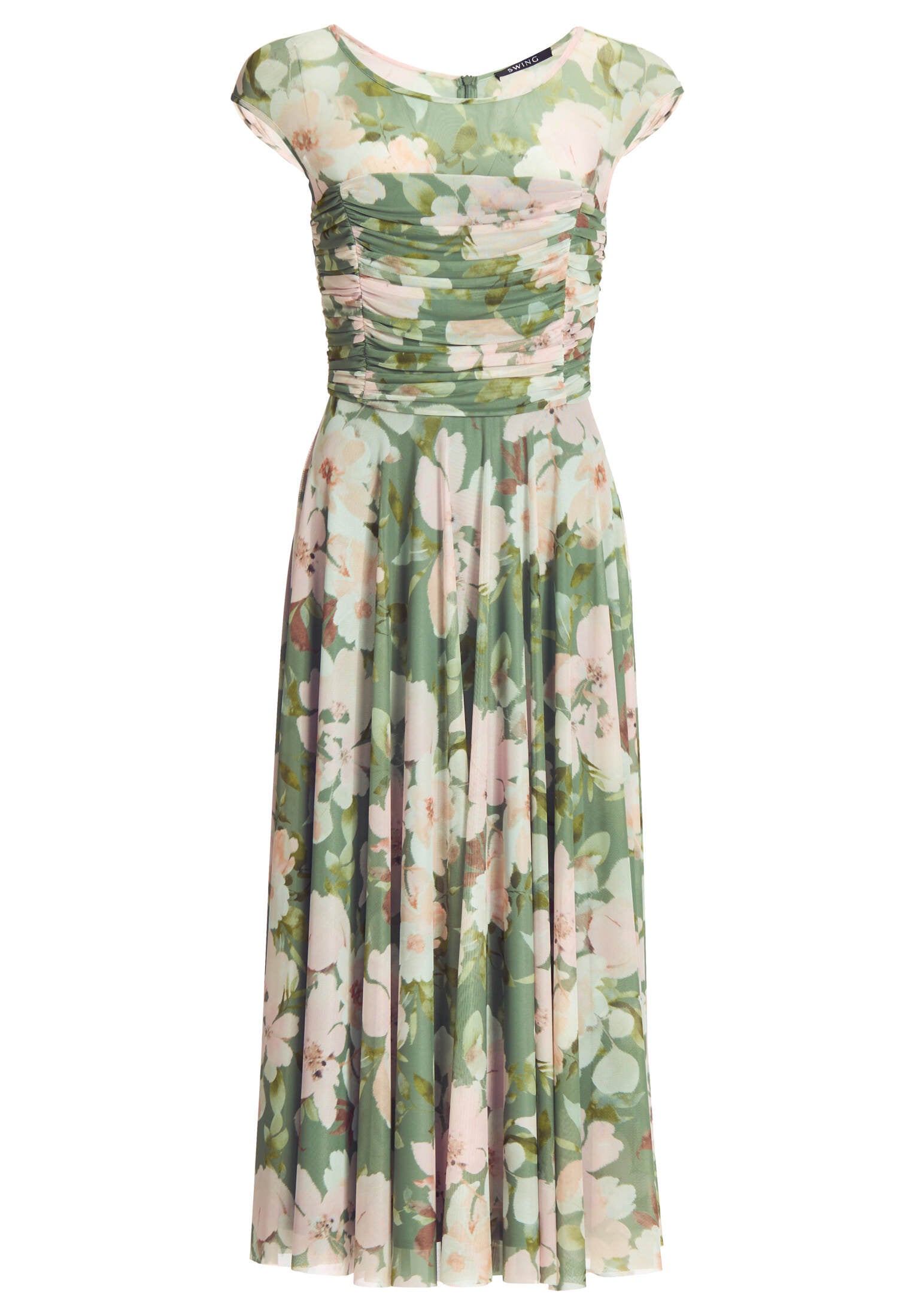 Cocktailkleid aus Mesh mit geraffter Korsage