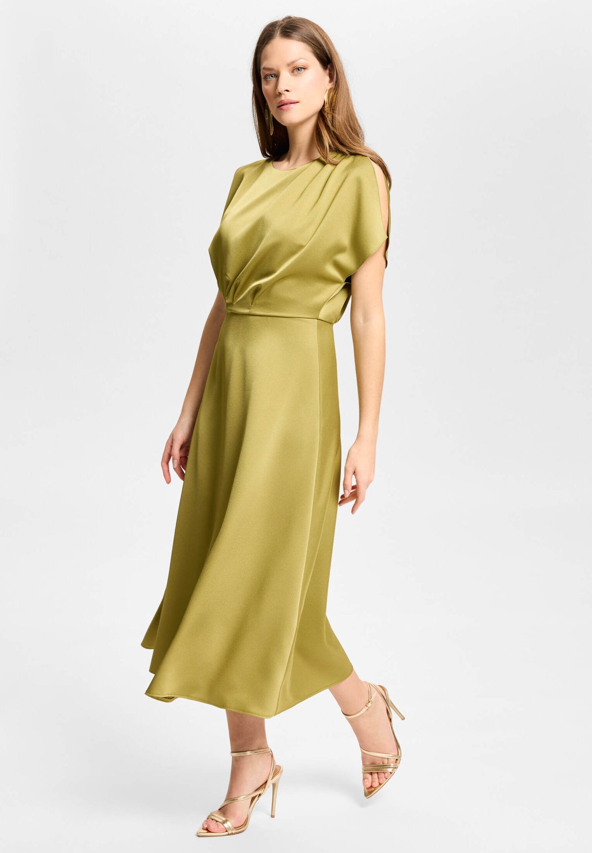 Cocktailkleid aus Satin mit geschlitzten Schulternähten