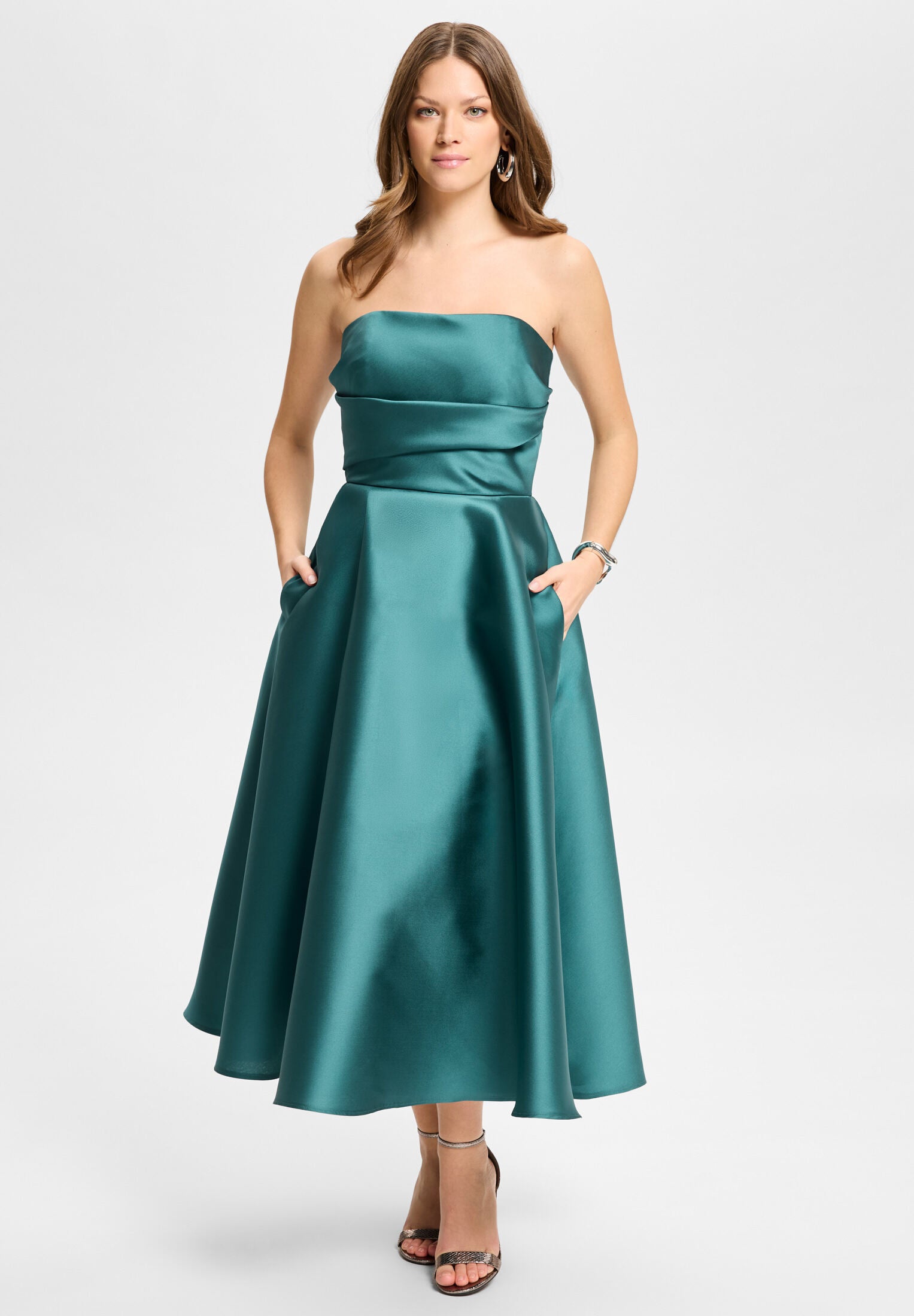 Cocktailkleid mit Korsage aus Twill teal green