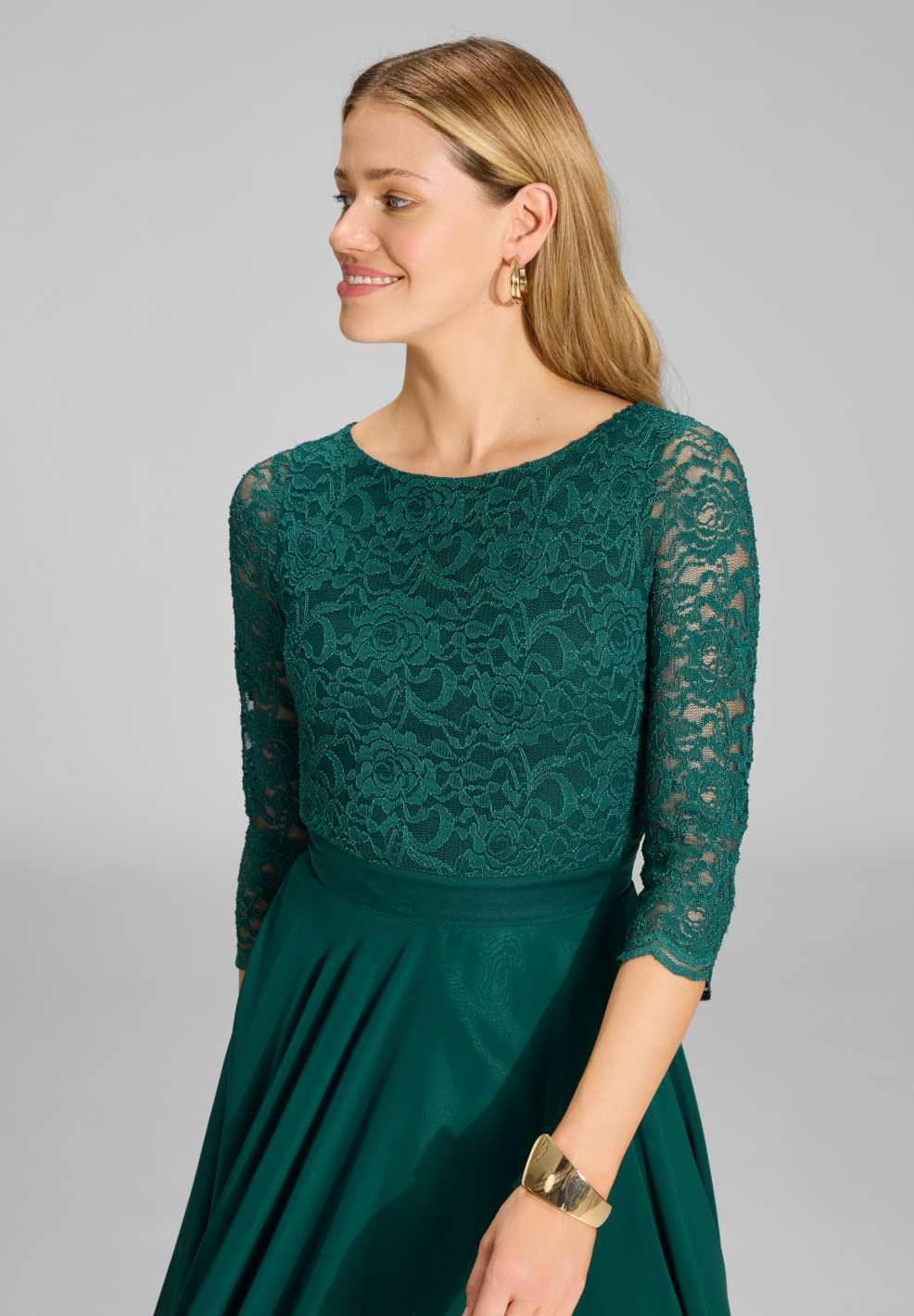 Midikleid mit fließendem Chiffon-Rock