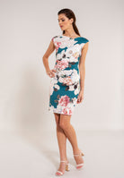 Drapiertes Etuikleid mit Blumen