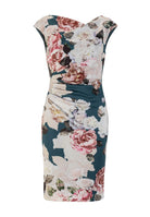 Drapiertes Etuikleid mit Blumen