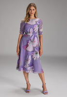 Blumiges Chiffonkleid mit Raffärmeln fashion lilac multi