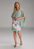 Scuba-Kleid mit Chiffon-Überwurf soft green multi