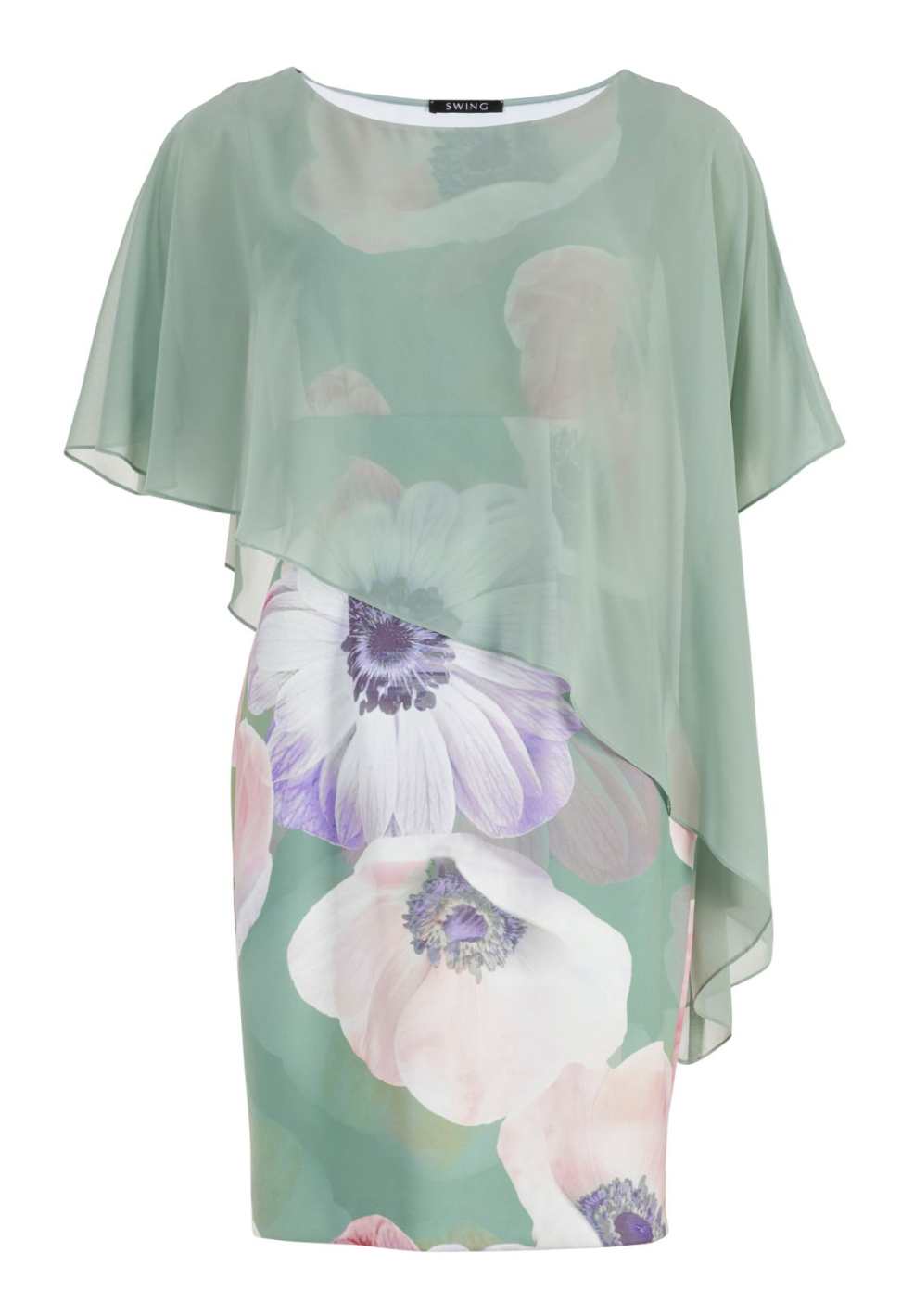 Scuba-Kleid mit Chiffon-Überwurf