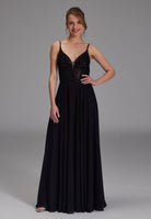 Langes paillettenbesticktes Abiball-Kleid black