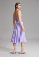 Midilanges Cocktailkleid aus Materialmix