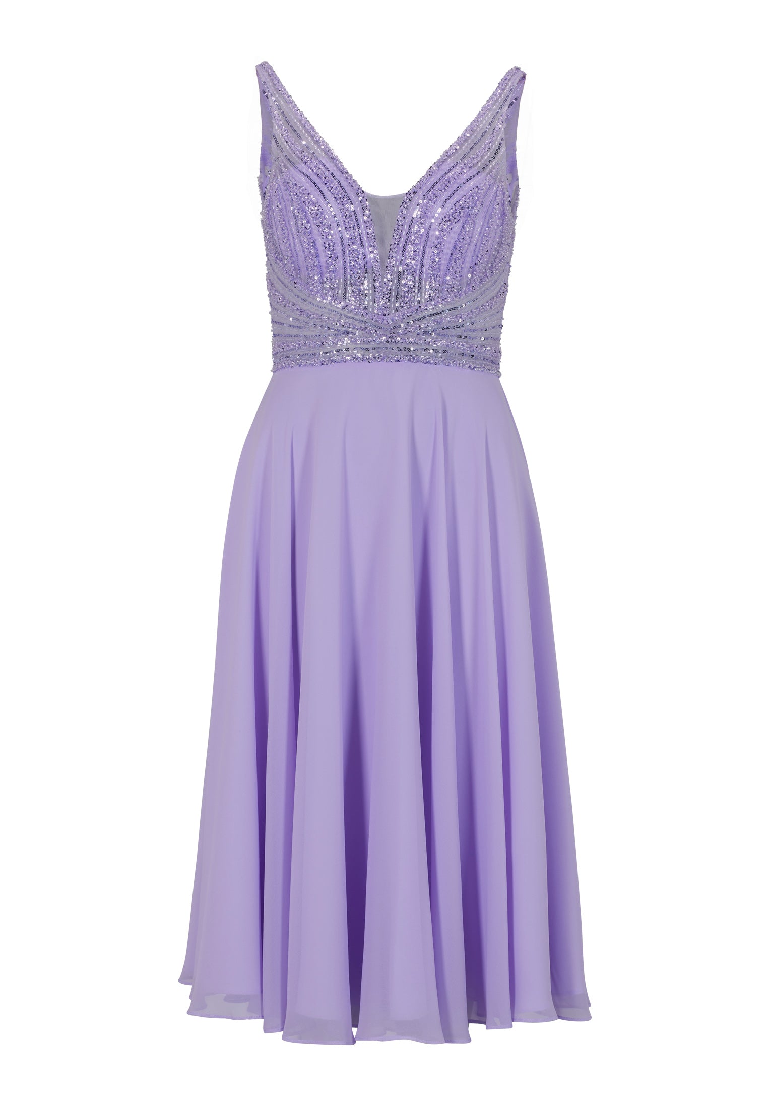 Midilanges Cocktailkleid aus Materialmix