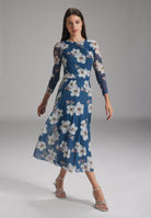 Midilanges Meshkleid mit 3/4-Arm