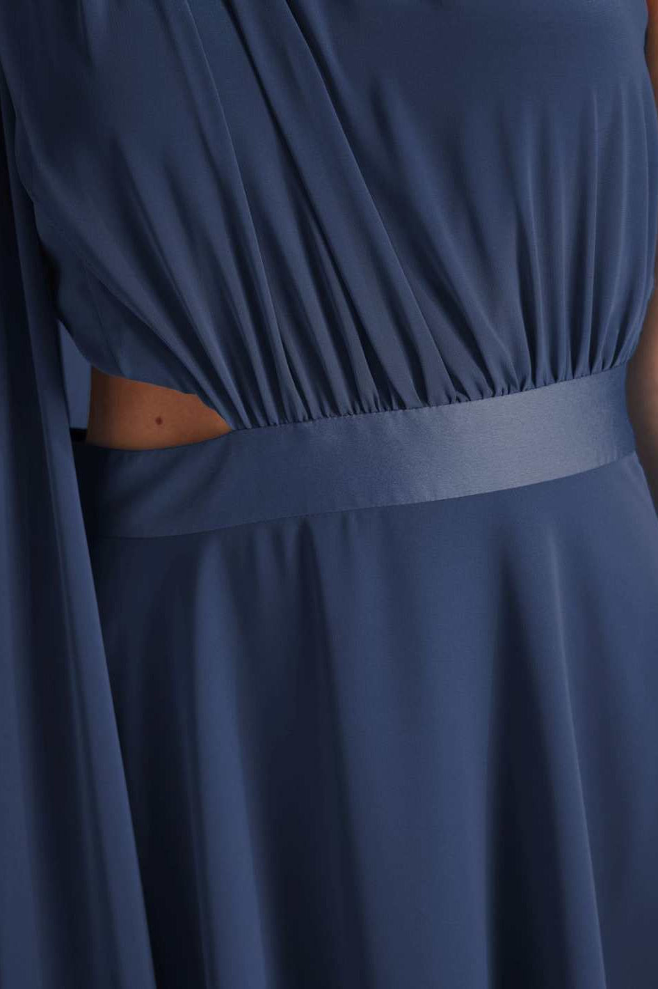 One-Shoulder-Maxikleid aus nachhaltigem Chiffon