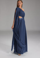 One-Shoulder-Maxikleid aus nachhaltigem Chiffon