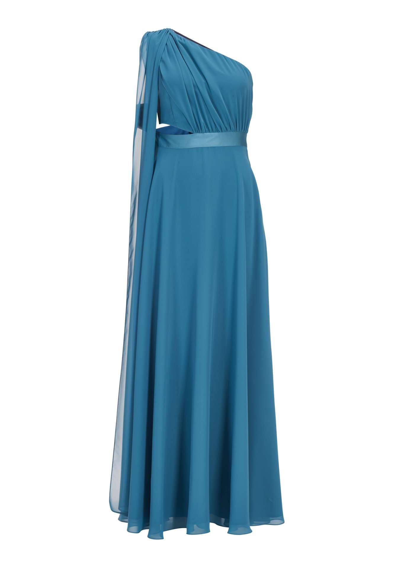 One-Shoulder-Maxikleid aus nachhaltigem Chiffon