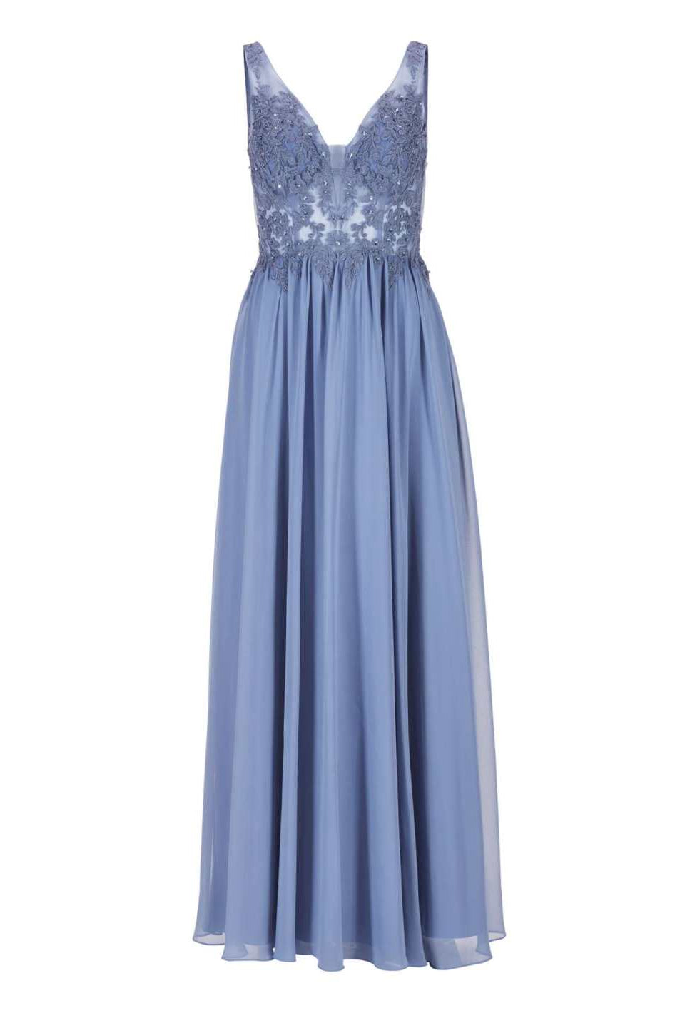 Fließendes Chiffonkleid mit Stickerei