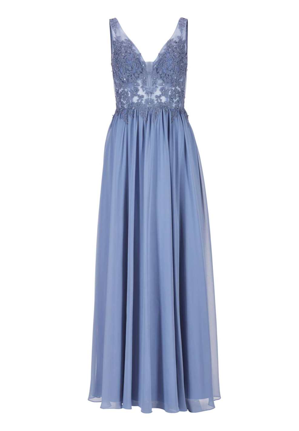 Fließendes Chiffonkleid mit Stickerei