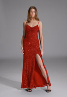 Slipdress mit transparenter Rückenpartie ruby red