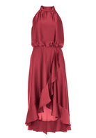 Cocktailkleid aus nachhaltigem Satin mit Volant am Saum