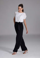 Jumpsuit aus Material-Mix