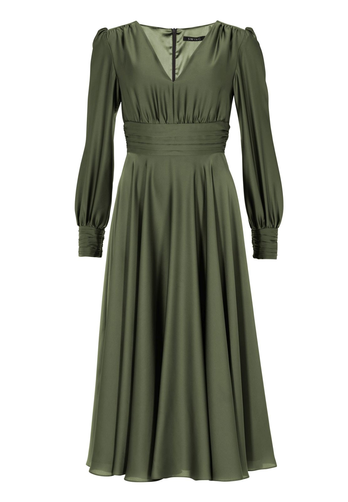 Midi Kleid aus nachhaltigem Satin mit Raffdetails