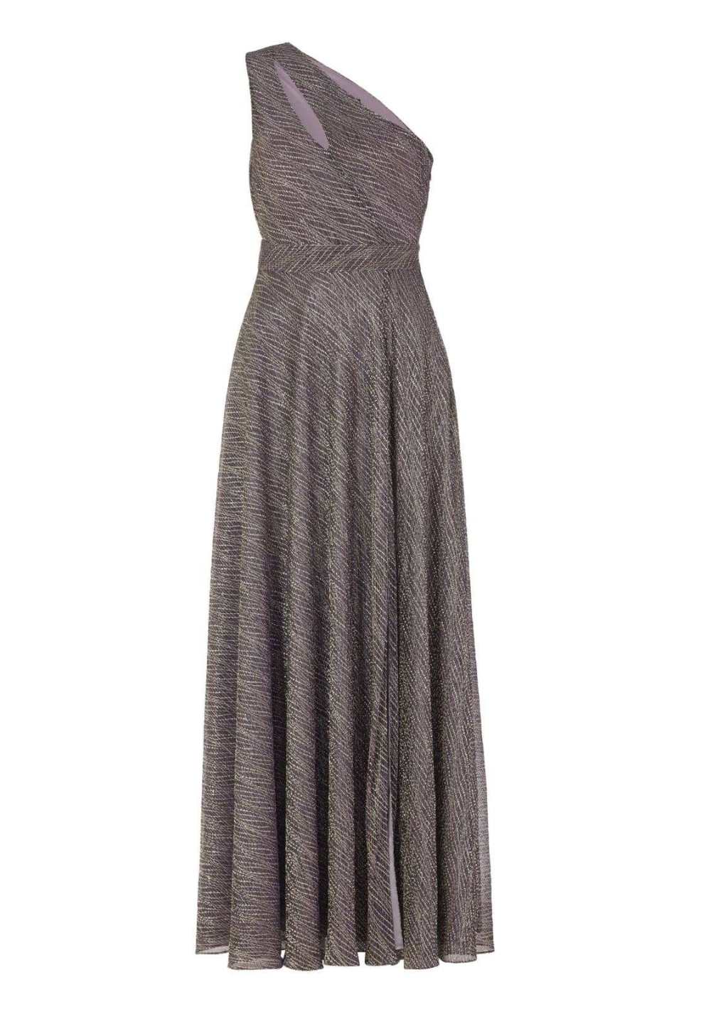 Abendkleid One-Shoulder aus Plissé Jersey