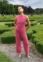 Jumpsuit aus Jersey Crêpe mit Drapierung brick red