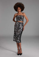 Bleistiftrock mit großen Pailletten titan grey