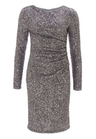 Cocktailkleid aus elastischer Paillette mit seitlichen Drapierungen