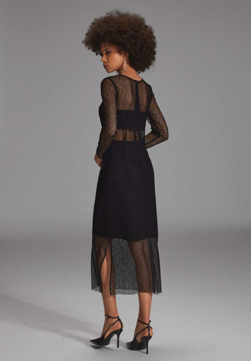 Midi Kleid aus feiner Spitze mit Transparenz