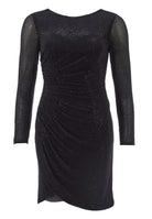 Langärmliges Cocktailkleid mit funkelndem Strassbesatz