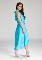 Cocktailkleid aus nachhaltigem Satin mit Volant am Saum