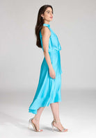 Cocktailkleid aus nachhaltigem Satin mit Volant am Saum