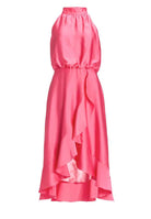Cocktailkleid aus nachhaltigem Satin mit Volant am Saum