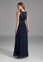 Abendkleid aus Chiffon mit transparentem Spitzenoberteil