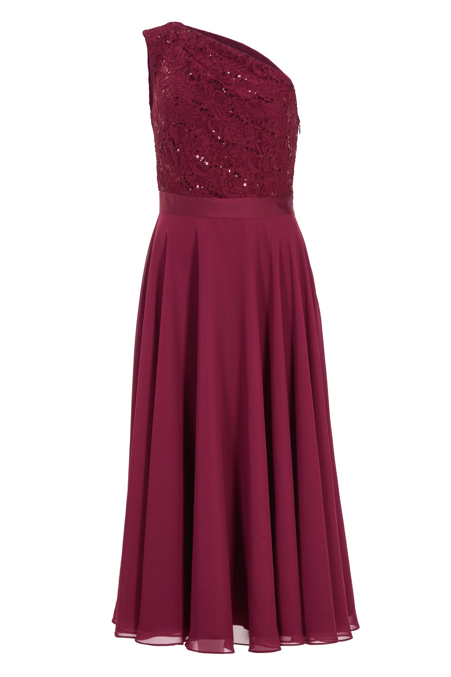 One Shoulder Midi Kleid aus Material Mix