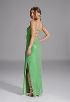 Abendkleid aus glitzerndem Jersey mit Rückendetail