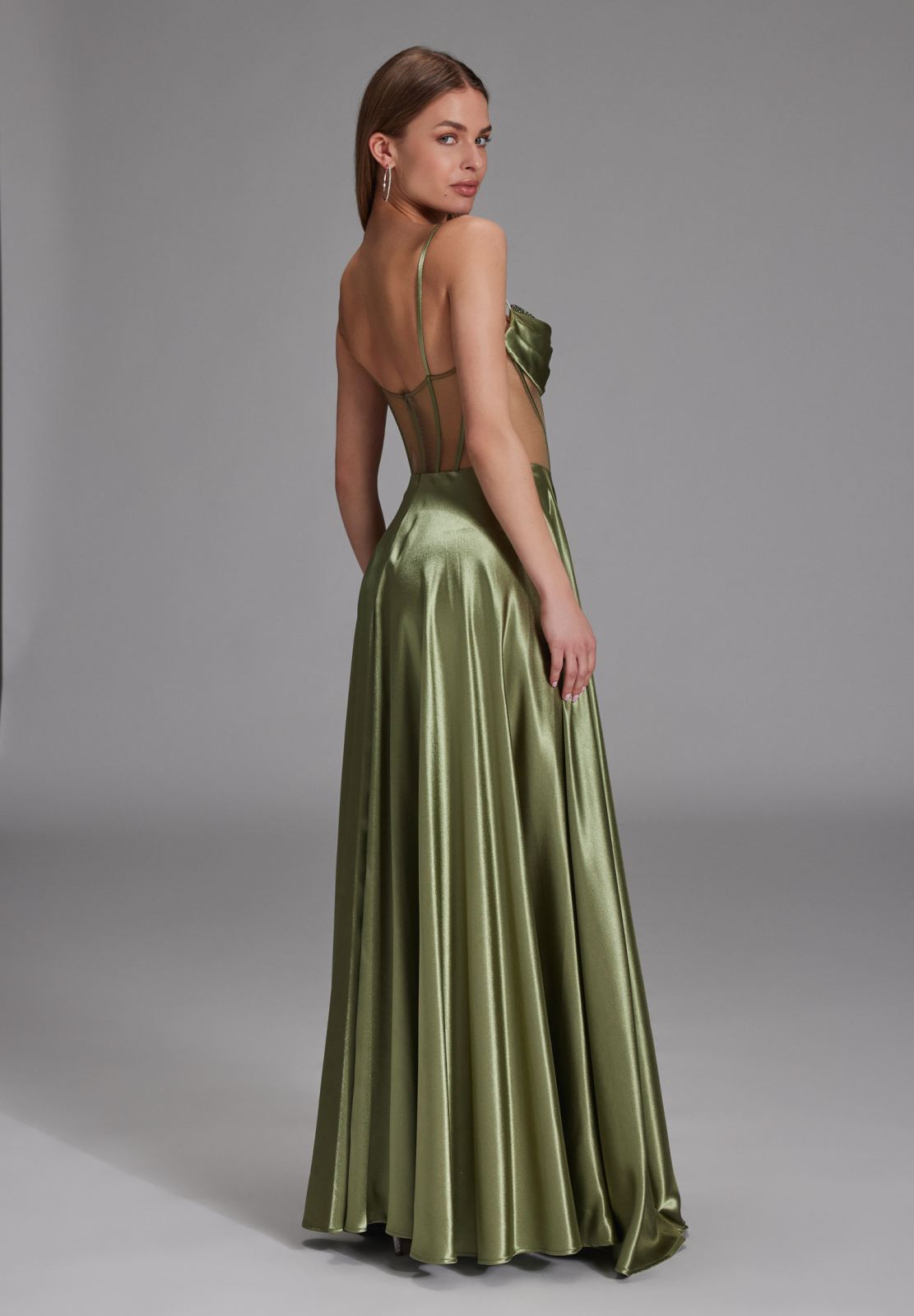 See-through-Corsagenkleid mit Ziersteinen