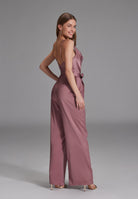 Satin Jumpsuit mit Bindegürtel