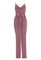 Satin Jumpsuit mit Bindegürtel