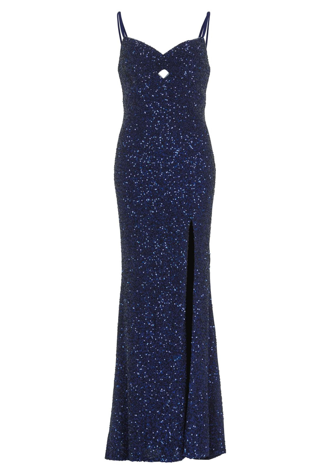 Bodenlanges Paillettenkleid mit Cut-Out Detail