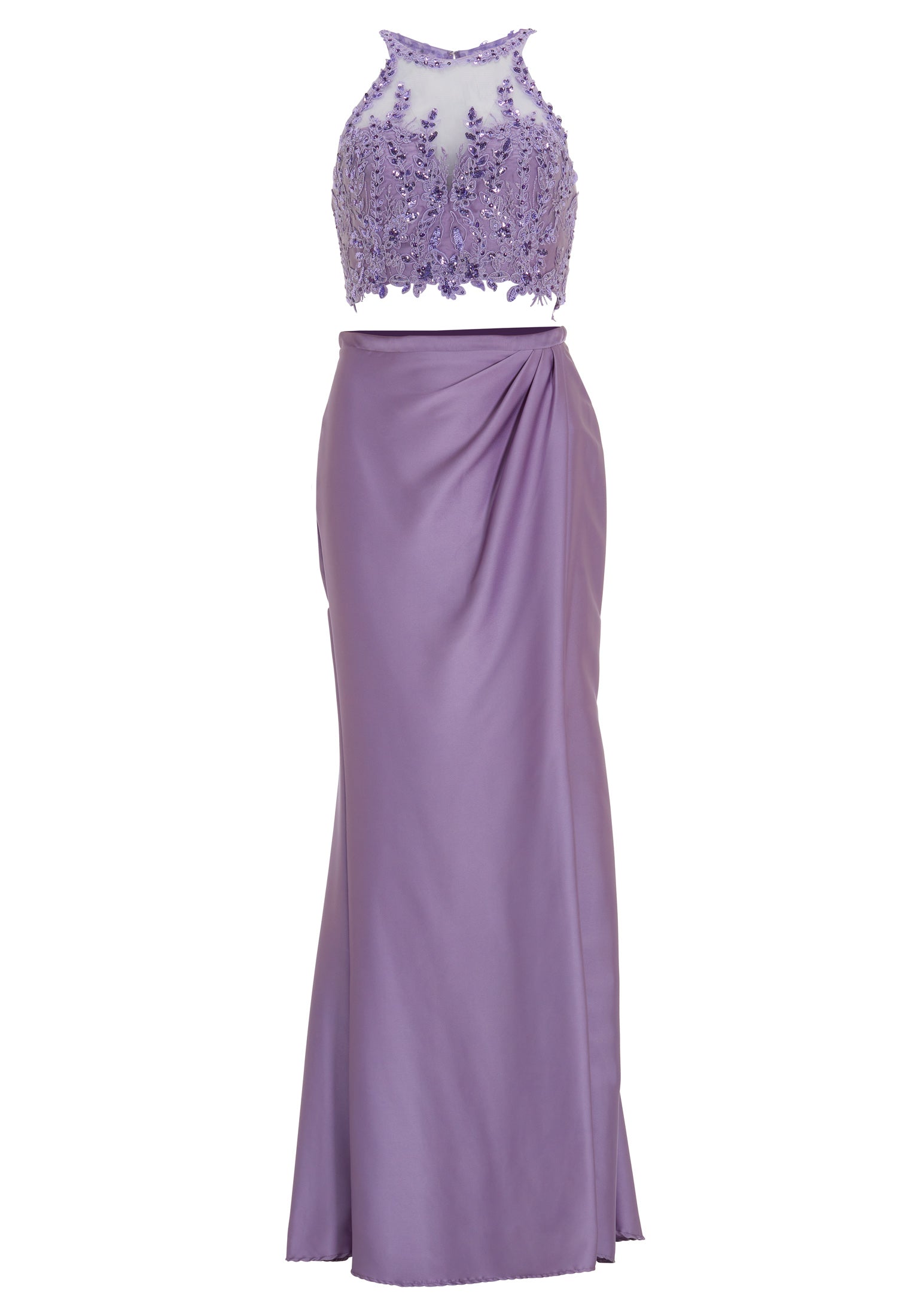 Two-piece Kleid mit langen Satinrock