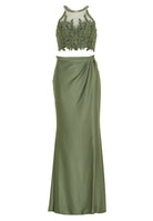 Two-piece Kleid mit langen Satinrock