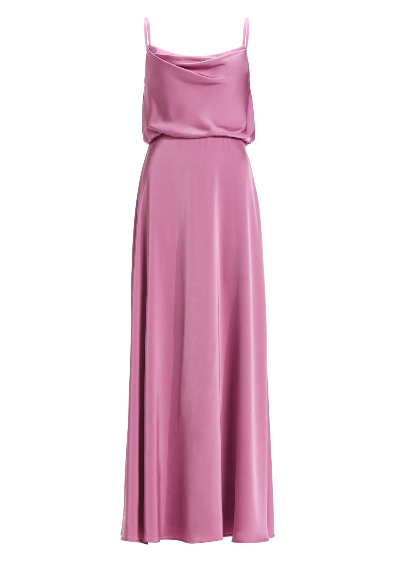 Abendkleid aus Satin mit angedeutetem Wasserfallausschnitt