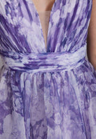 Organza Printkleid mit Volants