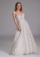 Fließendes Printkleid mit Cut-Out Detail