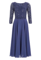 Midi Kleid mit paillettenbesetztem Spitzenoberteil