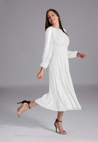 Tailliertes Midi Kleid aus Chiffon mit langen Ärmeln